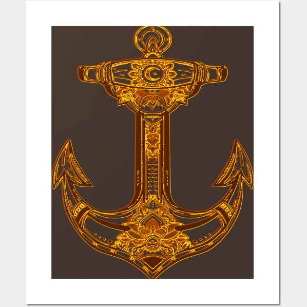 ANCHOR/ BROWN-MUSTARD YELLOW Wall Art by MADMONKEEZ